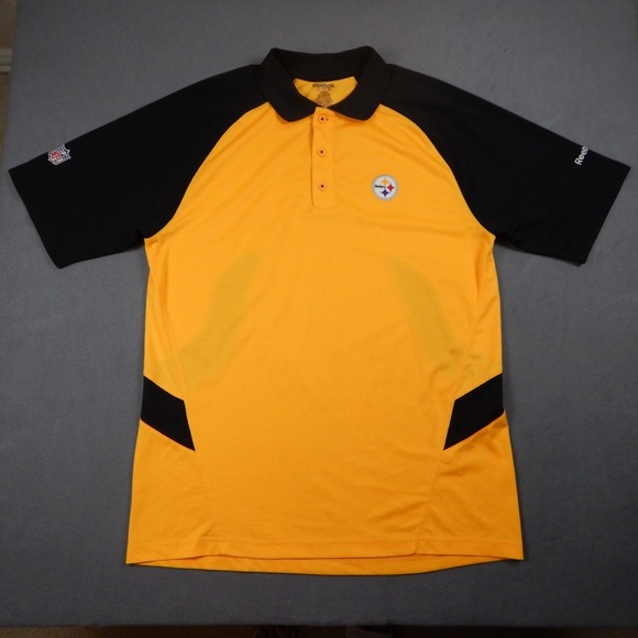 Reebok Other - Pittsburgh Steelers Mens M Polo Shirt Reebok Yellow Black Short Sleeve NFL READ